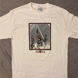 NWT Vintage FDNY White Graphic Tee